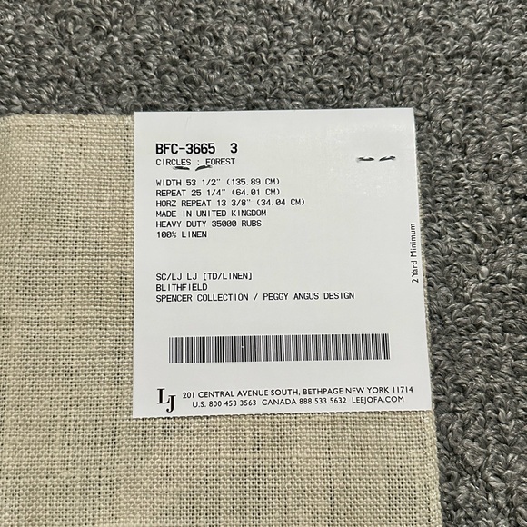 Lee Jofa Fabric Sample Remnant Circles Forest Linen Green Blithfield Crafts - Picture 6 of 16